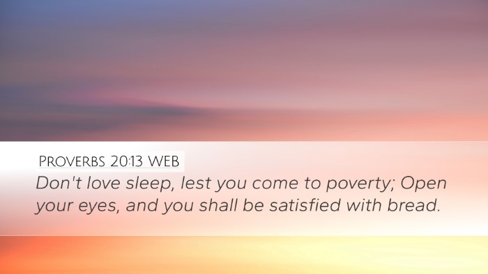 Proverbs 20:13 WEB Bible Verse Image