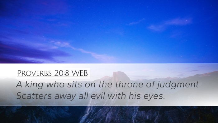 Proverbs 20:8 WEB Bible Verse Image