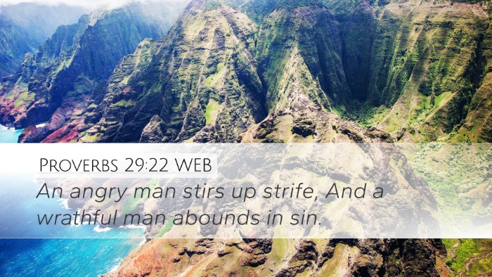 Proverbs 29:22 WEB Desktop Wallpaper - An angry man stirs up strife, And a wrathful man - Desktop Bible Verse Wallpaper