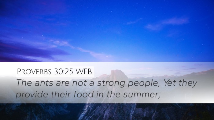 Proverbs 30:25 WEB Bible Verse Image