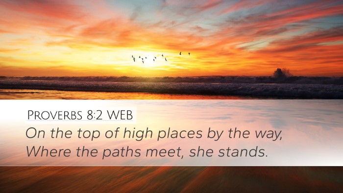Proverbs 8:2 WEB Bible Verse Image