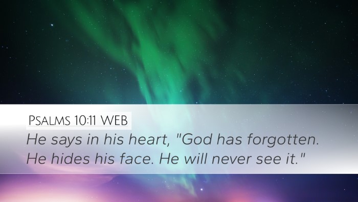 Psalms 10:11 WEB Bible Verse Image