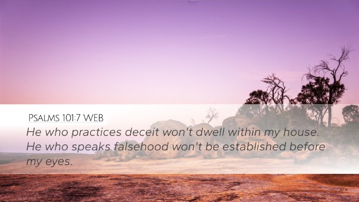 Psalms 101:7 WEB Desktop Wallpaper - He who practices deceit won't dwell within my - Desktop Bible Verse Wallpaper