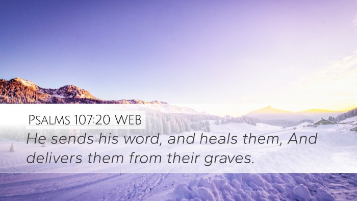 Psalms 107:20 WEB Bible Verse Image