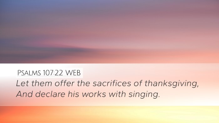 Psalms 107:22 WEB Bible Verse Image