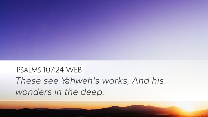 Psalms 107:24 WEB Desktop Wallpaper - These see Yahweh's works, And his wonders in the - Desktop Bible Verse Wallpaper
