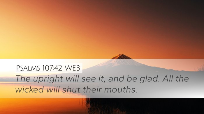 Psalms 107:42 WEB Bible Verse Image