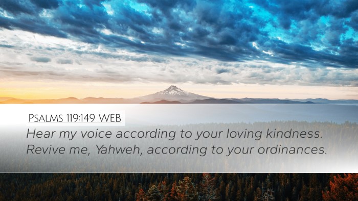 Psalms 119:149 WEB Desktop Wallpaper - Hear my voice according to your loving kindness. - Desktop Bible Verse Wallpaper