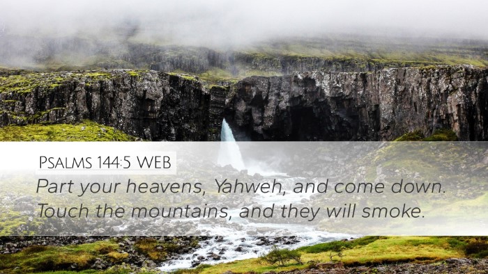 Psalms 144:5 WEB Desktop Wallpaper - Part your heavens, Yahweh, and come down. Touch - Desktop Bible Verse Wallpaper