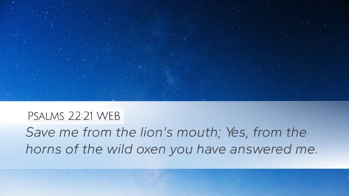 Psalms 22:21 WEB Bible Verse Image
