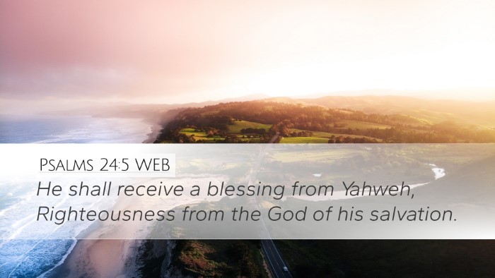 Psalms 24:5 WEB Bible Verse Image