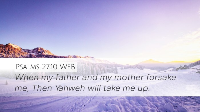Psalms 27:10 WEB Desktop Wallpaper - When my father and my mother forsake me, Then - Desktop Bible Verse Wallpaper