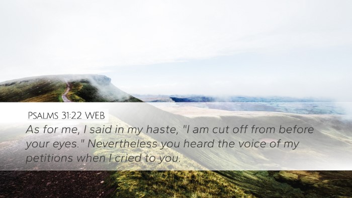 Psalms 31:22 WEB Bible Verse Image