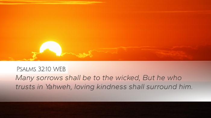 Psalms 32:10 WEB Bible Verse Image
