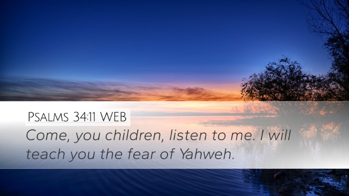 Psalms 34:11 WEB Desktop Wallpaper - Come, you children, listen to me. I will teach - Desktop Bible Verse Wallpaper