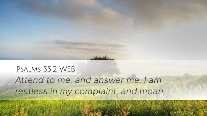 Psalms 55:2 WEB Bible Verse Image