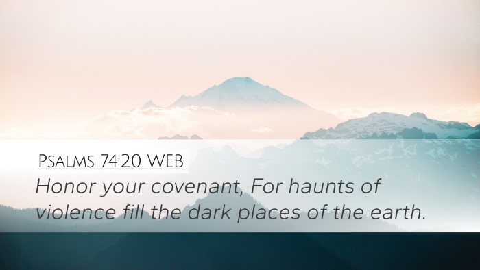 Psalms 74:20 WEB Desktop Wallpaper - Honor your covenant, For haunts of violence fill - Desktop Bible Verse Wallpaper