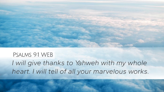 Psalms 9:1 WEB Bible Verse Image