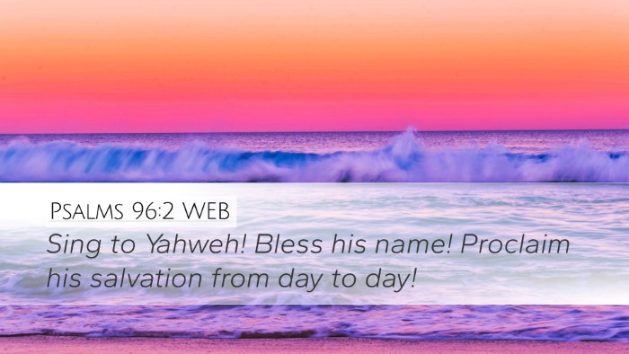 Psalms 96:2 WEB Bible Verse Image