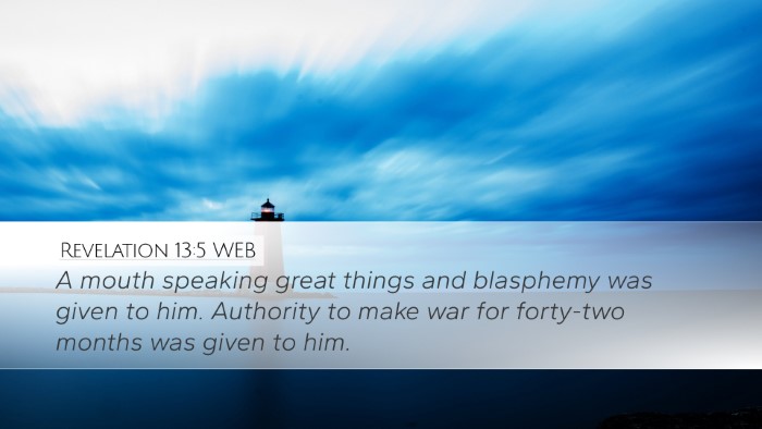 Revelation 13:5 WEB Bible Verse Image