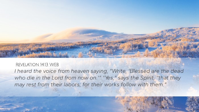 Revelation 14:13 WEB Bible Verse Image