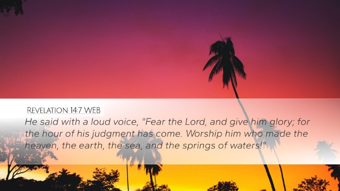 Revelation 14:7 WEB Bible Verse Image