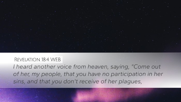 Revelation 18:4 WEB Bible Verse Image