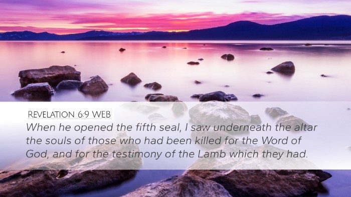 Revelation 6:9 WEB Bible Verse Image