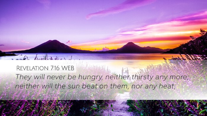 Revelation 7:16 WEB Bible Verse Image