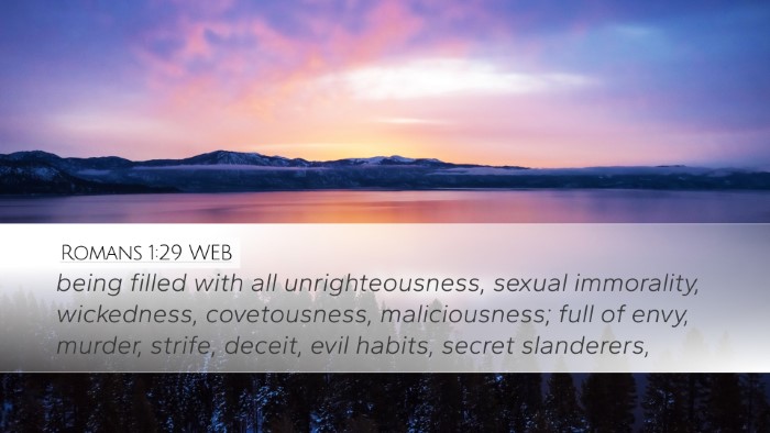 Romans 1:29 WEB Bible Verse Image