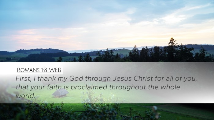Romans 1:8 WEB Bible Verse Image