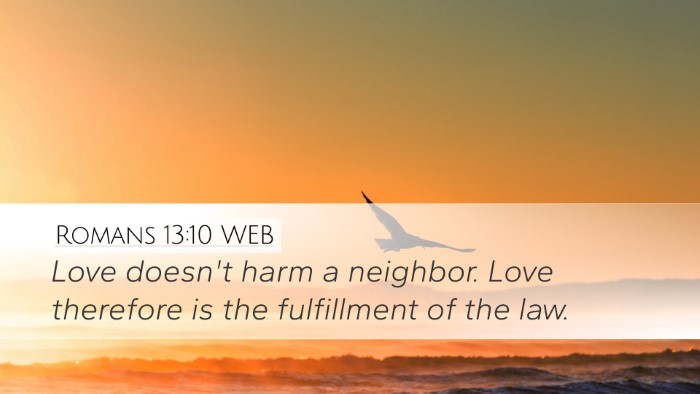 Romans 13:10 WEB Bible Verse Image