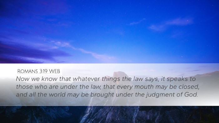 Romans 3:19 WEB Bible Verse Image