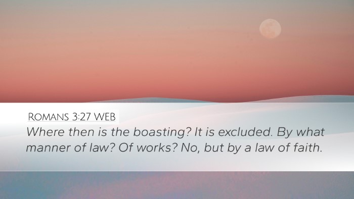 Romans 3:27 WEB Bible Verse Image