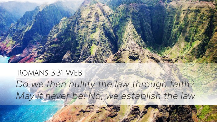 Romans 3:31 WEB Bible Verse Image