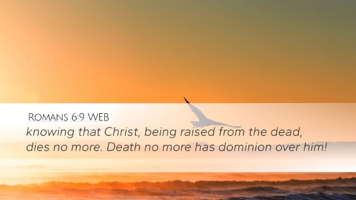Romans 6:9 WEB Bible Verse Image