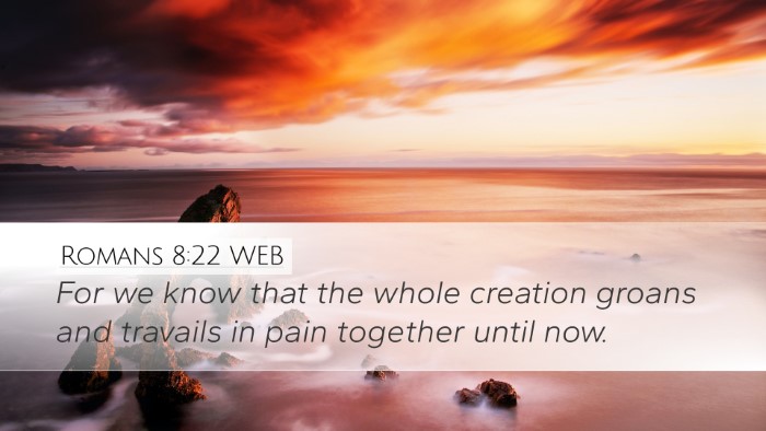 Romans 8:22 WEB Bible Verse Image