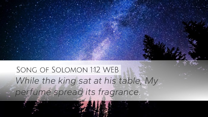 Song of Solomon 1:12 WEB Bible Verse Image