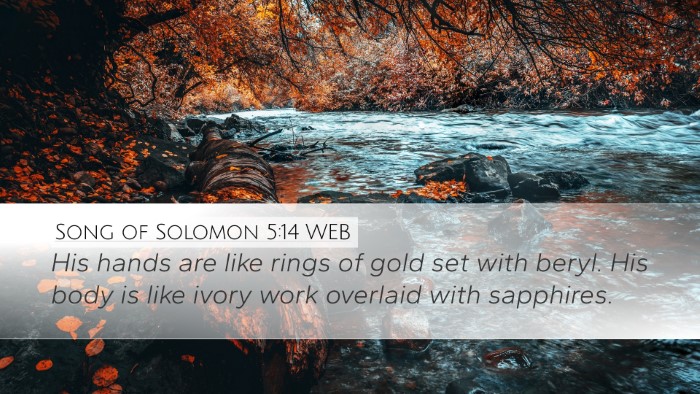 Song of Solomon 5:14 WEB Bible Verse Image