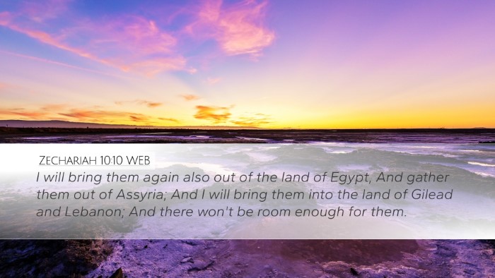 Zechariah 10:10 WEB Bible Verse Image