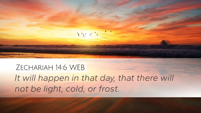 Zechariah 14:6 WEB Bible Verse Image