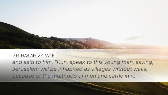 Zechariah 2:4 WEB Bible Verse Image