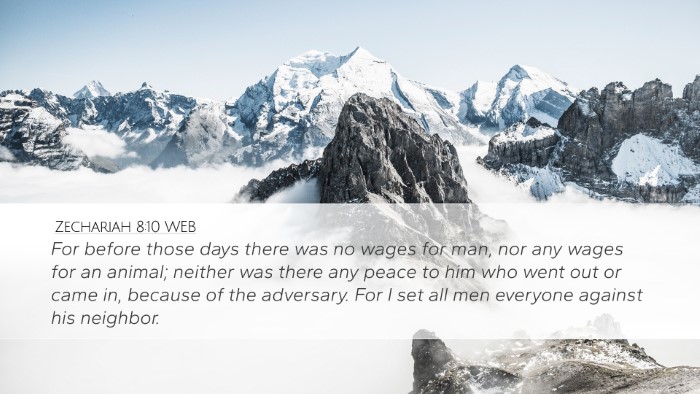Zechariah 8:10 WEB Bible Verse Image
