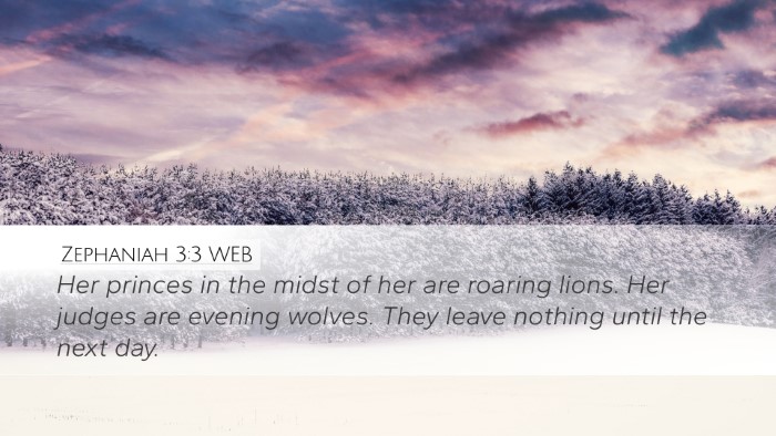 Zephaniah 3:3 WEB Bible Verse Image