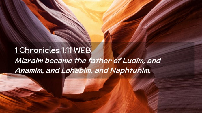 Picture 02 - 1 Chronicles 1:11 WEB Desktop Wallpaper - Mizraim became the father of Ludim, and Anamim, - Desktop Bible Verse Wallpaper