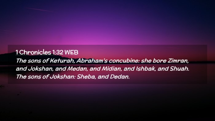 Picture 02 - 1 Chronicles 1:32 WEB Desktop Wallpaper - The sons of Keturah, Abraham's concubine: she - Desktop Bible Verse Wallpaper