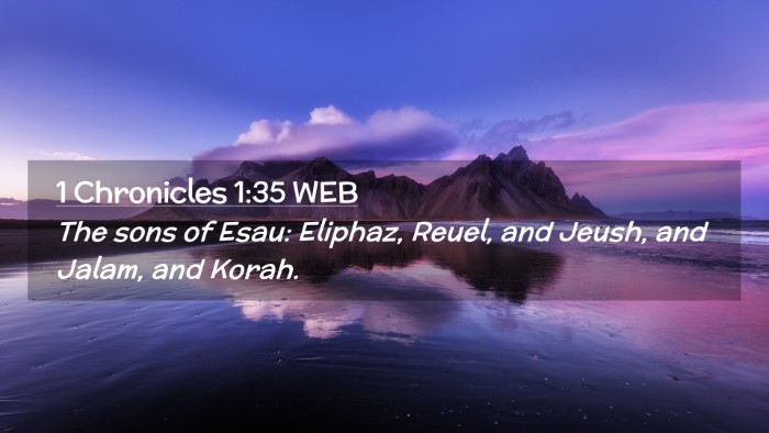 Picture 02 - 1 Chronicles 1:35 WEB Desktop Wallpaper - The sons of Esau: Eliphaz, Reuel, and Jeush, and - Desktop Bible Verse Wallpaper