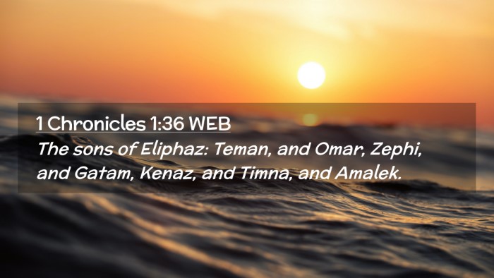 Picture 02 - 1 Chronicles 1:36 WEB Desktop Wallpaper - The sons of Eliphaz: Teman, and Omar, Zephi, and - Desktop Bible Verse Wallpaper