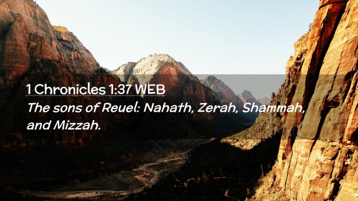 Picture 02 - 1 Chronicles 1:37 WEB Desktop Wallpaper - The sons of Reuel: Nahath, Zerah, Shammah, and - Desktop Bible Verse Wallpaper