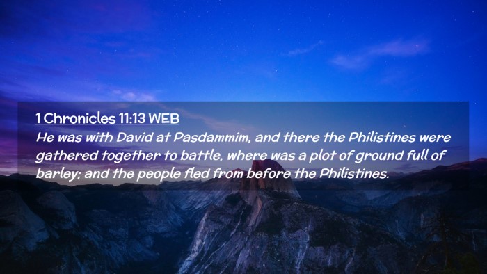 Picture 02 - 1 Chronicles 11:13 WEB Desktop Wallpaper - He was with David at Pasdammim, and there the - Desktop Bible Verse Wallpaper